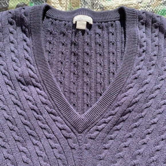 Ann Taylor navy blue cable knit sweater size L - Picture 2 of 7
